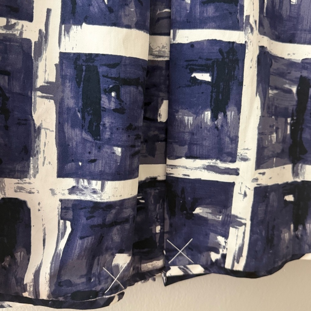 Simply Vera Wang Navy Abstract Print Blouse Lightweight Open Front Jacket Top - Picture 9 of 12